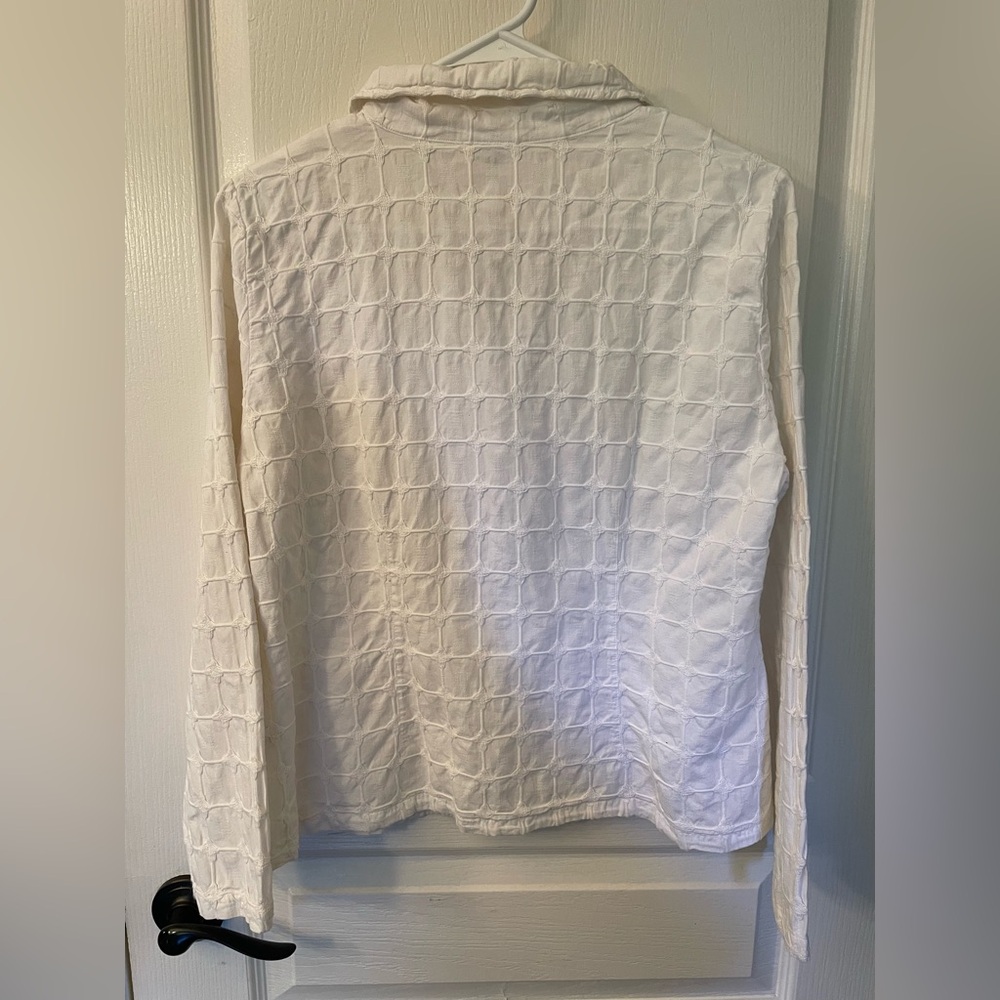 White Textured Women's Blazer - Picture 2 of 8